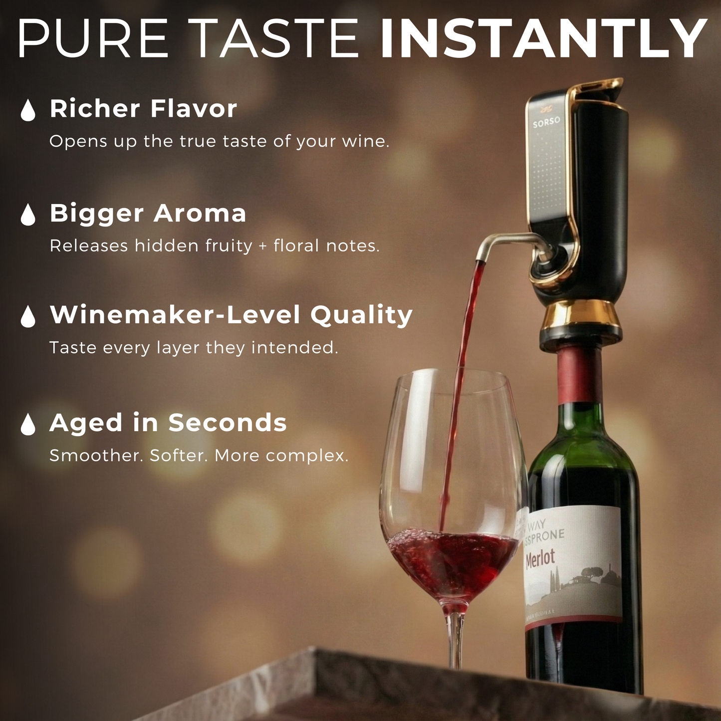 Sorso Wine Aerator, Preserver & Dispenser