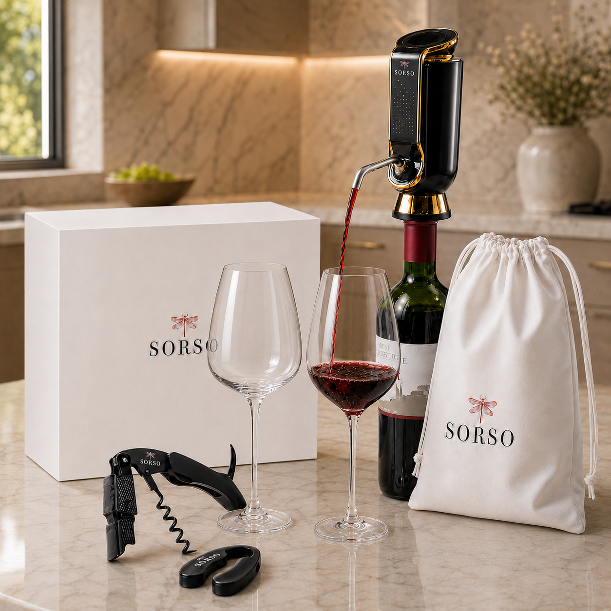 Sorso Wine Aerator, Preserver & Dispenser